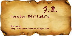 Forster Mátyás névjegykártya